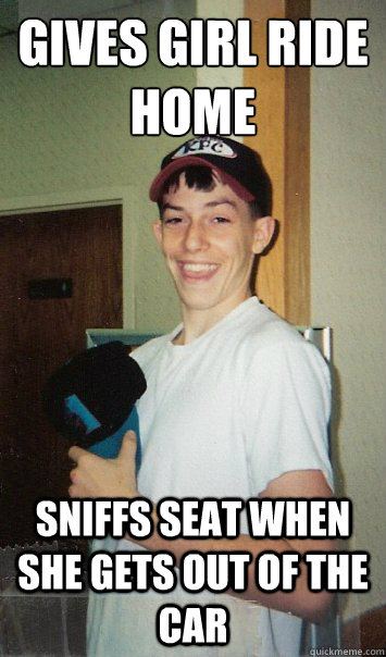 gives girl ride home sniffs seat when she gets out of the car  
