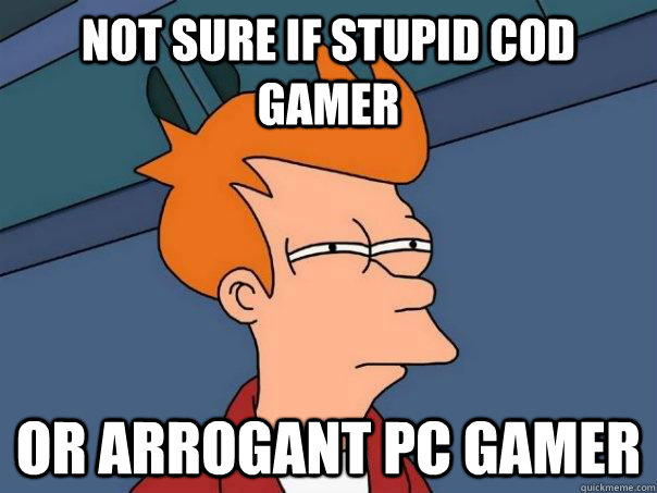 Not sure if stupid cod gamer or arrogant pc gamer  Futurama Fry