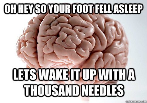 Oh hey so your foot fell asleep lets wake it up with a thousand needles  Scumbag Brain