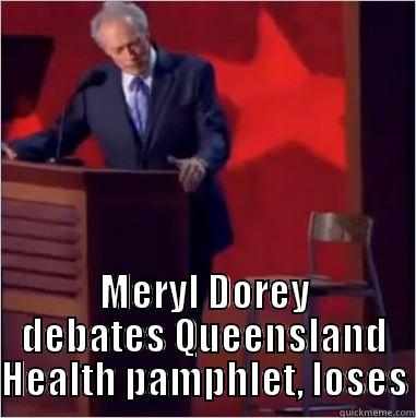  MERYL DOREY DEBATES QUEENSLAND HEALTH PAMPHLET, LOSES Misc
