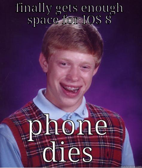 FINALLY GETS ENOUGH SPACE FOR IOS 8 PHONE DIES Bad Luck Brian