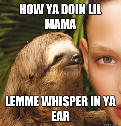 How ya doin lil mama Lemme whisper in ya ear  Whispering Sloth