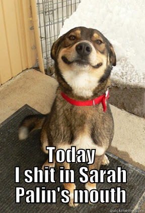  TODAY I SHIT IN SARAH PALIN'S MOUTH Good Dog Greg