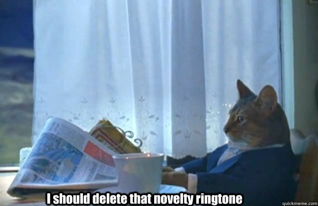 I should delete that novelty ringtone  Sophisticated Cat is broke