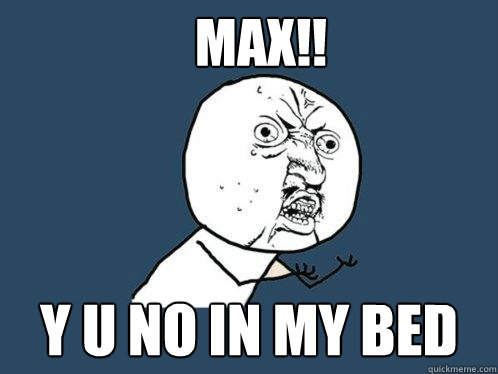 max!! Y U NO IN MY BED  Y U No