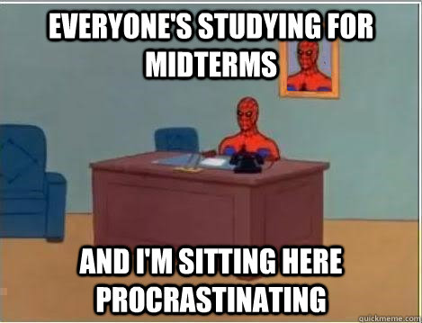 everyone's studying for midterms and i'm sitting here procrastinating  Spiderman Desk