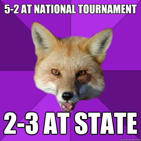 5-2 at National Tournament 2-3 at State  Forensics Fox
