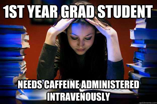 1st Year Grad Student Needs caffeine administered intravenously  1st Year Grad Student