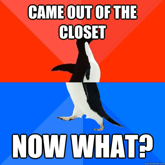 Came out of the closet Now what?  Socially Awesome Awkward Penguin