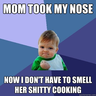 Mom took My Nose Now I don't have to smell her shitty cooking  Success Kid