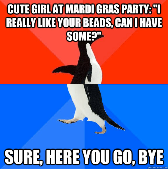 Cute girl at Mardi Gras party: 