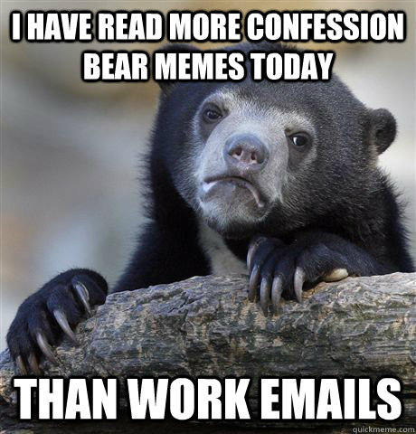 I have read more confession bear memes today than work emails  Confession Bear