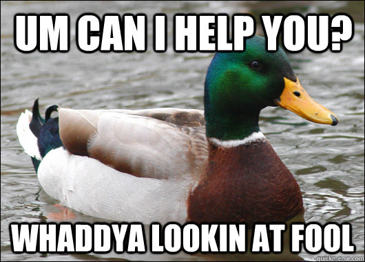  Um can i help you? Whaddya Lookin at fool  Actual Advice Mallard