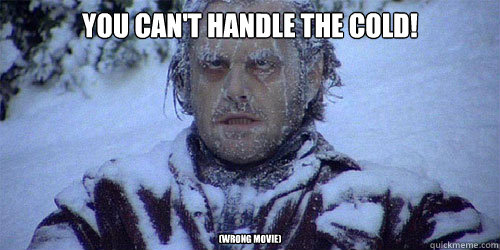 YOU CAN'T HANDLE THE COLD! (wrong movie)  The Shining frozen