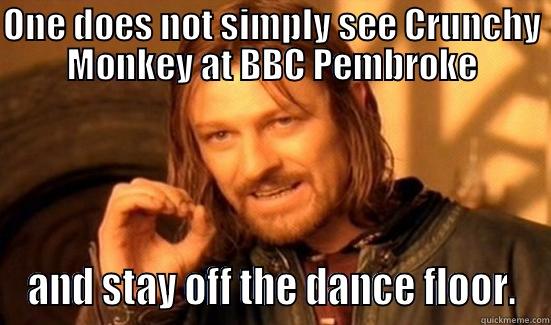 ONE DOES NOT SIMPLY SEE CRUNCHY MONKEY AT BBC PEMBROKE AND STAY OFF THE DANCE FLOOR. Boromir