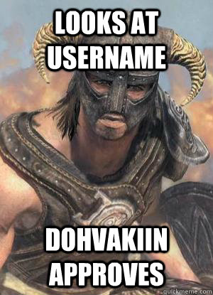 LOOKS AT USERNAME DOHVAKIIN APPROVES  Scumbag low lvl Dovahkiin