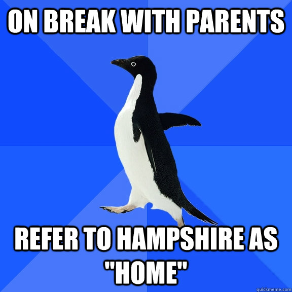 On break with parents Refer to hampshire as 