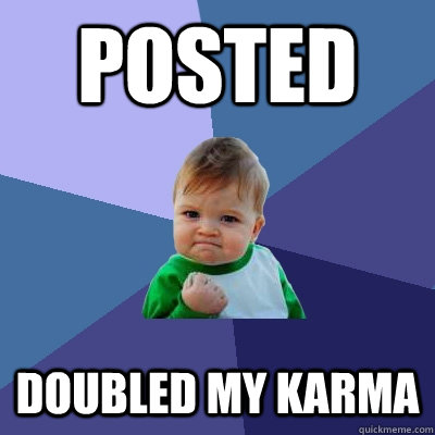 Posted  Doubled my karma - Posted  Doubled my karma  Success Kid