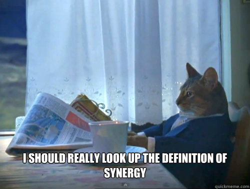  I should really look up the definition of synergy  The One Percent Cat