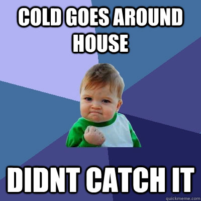 Cold goes around house Didnt catch it  Success Kid