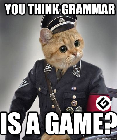 YOU THINK GRAMMAR IS A GAME? - YOU THINK GRAMMAR IS A GAME?  Spelling Nazi Cat