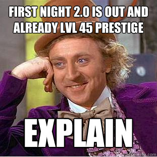 first night 2.0 is out and already lvl 45 prestige explain  Creepy Wonka