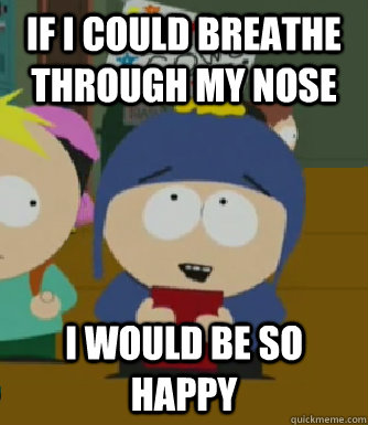 if I could breathe through my nose I would be so happy  Craig - I would be so happy