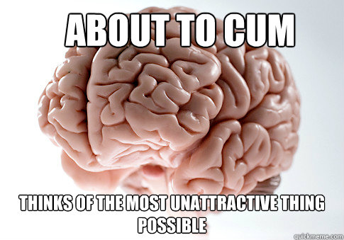 About to cum Thinks of the most unattractive thing possible  Scumbag Brain