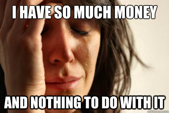 I Have So Much money  and nothing to do with it  First World Problems