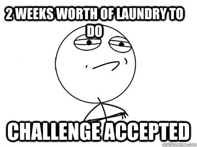 2 weeks worth of laundry to do Challenge Accepted  Challenge Accepted