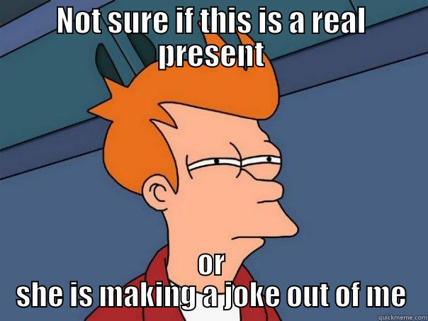 NOT SURE IF THIS IS A REAL PRESENT OR SHE IS MAKING A JOKE OUT OF ME Futurama Fry