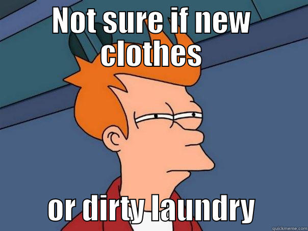 NOT SURE IF NEW CLOTHES          OR DIRTY LAUNDRY         Futurama Fry
