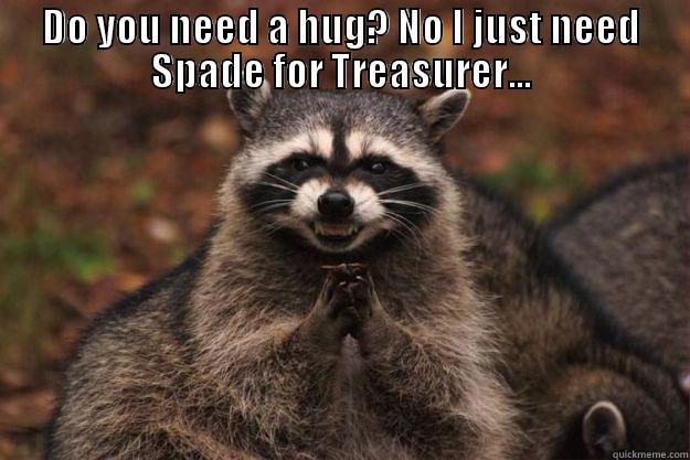DO YOU NEED A HUG? NO I JUST NEED SPADE FOR TREASURER...  Evil Plotting Raccoon
