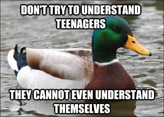 Don't try to understand Teenagers They cannot even understand themselves  Actual Advice Mallard