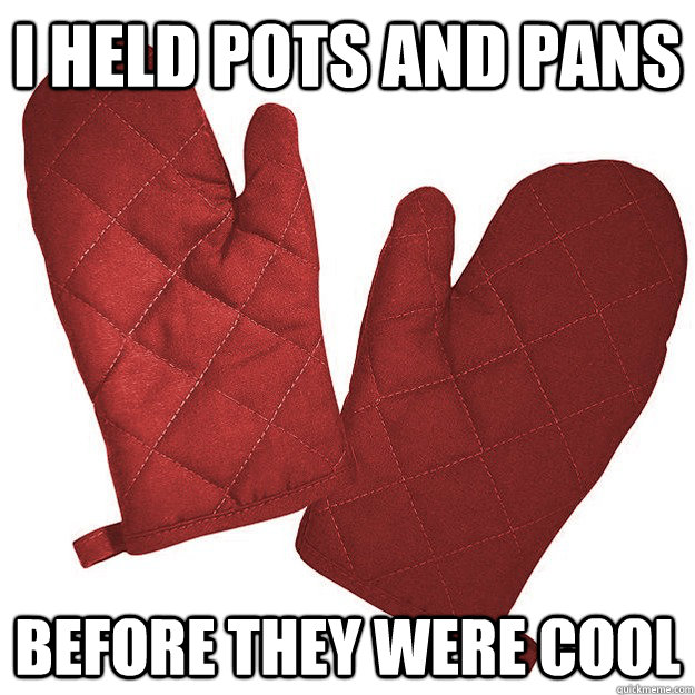 i Held pots and pans before they were cool - i Held pots and pans before they were cool  Hipster oven mitts
