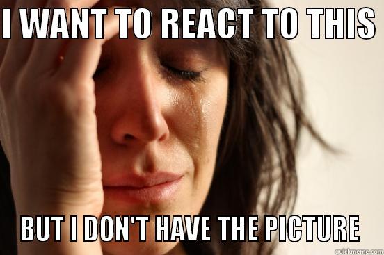 I WANT TO REACT TO THIS  BUT I DON'T HAVE THE PICTURE First World Problems