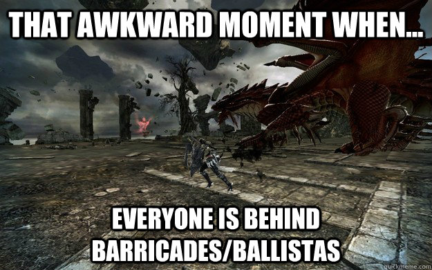 That awkward moment when... Everyone is behind barricades/ballistas - That awkward moment when... Everyone is behind barricades/ballistas  Vindictus meme