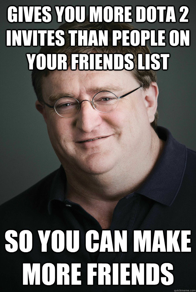Gives you more Dota 2 invites than people on your friends list So you can make more friends - Gives you more Dota 2 invites than people on your friends list So you can make more friends  Misc