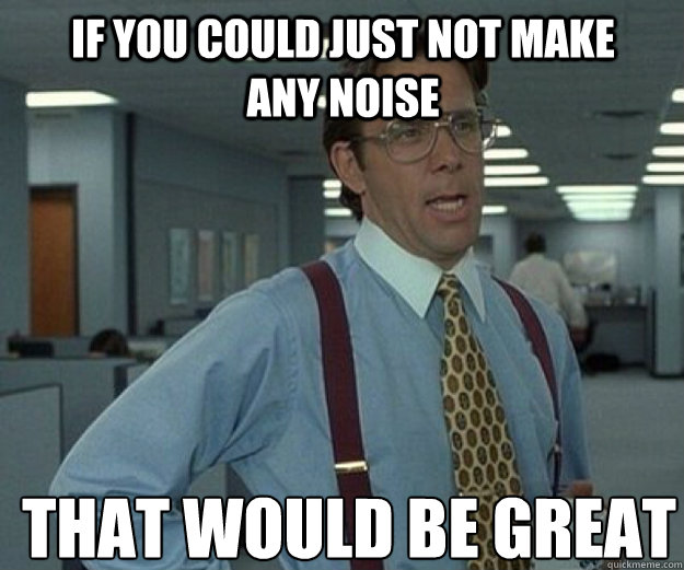 If you could just not make any noise THAT WOULD BE GREAT  that would be great