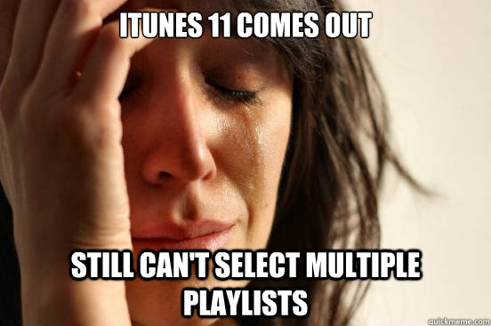 iTunes 11 comes out still can't select multiple playlists  First World Problems