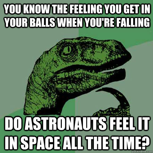 you know the feeling you get in your balls when you're falling do astronauts feel it in space all the time?  Philosoraptor