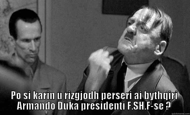  PO SI KARIN U RIZGJODH PERSERI AI BYTHQIRI ARMANDO DUKA PRESIDENTI F.SH.F-SE ? Misc