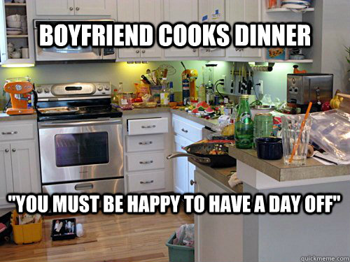 Boyfriend cooks dinner 