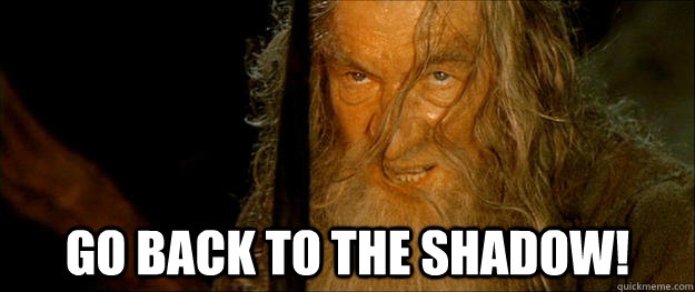  Go back to the shadow! -  Go back to the shadow!  Gandalf go back to the shadow