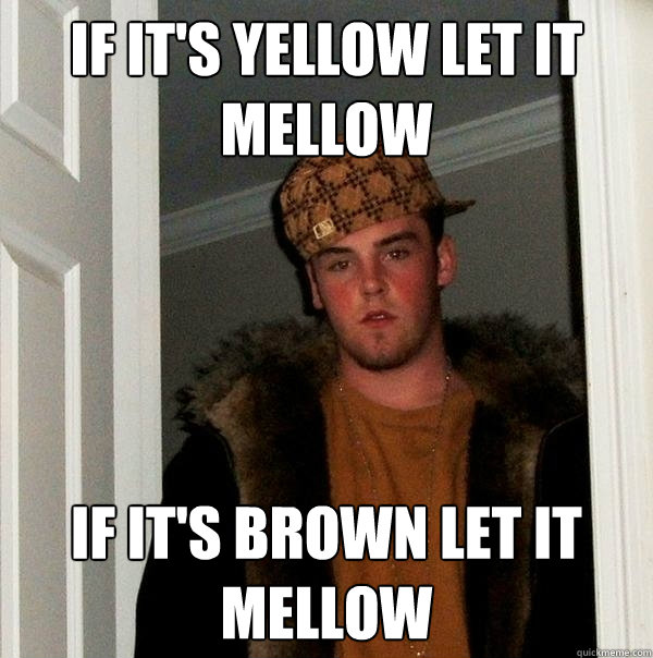 If it's yellow let it mellow If it's brown let it mellow  Scumbag Steve