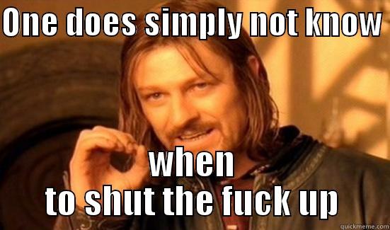 ONE DOES SIMPLY NOT KNOW  WHEN TO SHUT THE FUCK UP Boromir