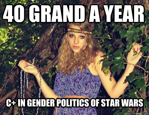 40 grand a year c+ in GEnder Politics of star wars  