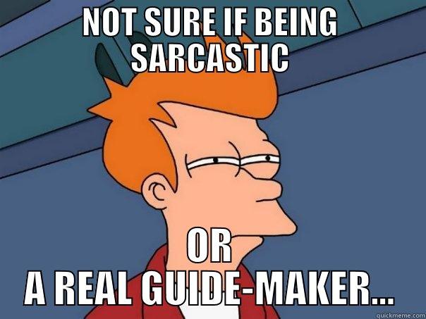 NOT SURE IF BEING SARCASTIC OR A REAL GUIDE-MAKER... Futurama Fry
