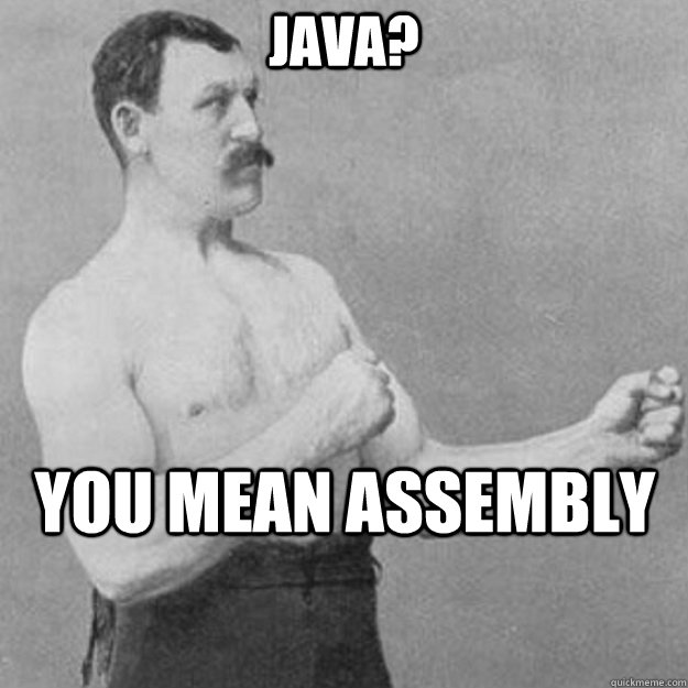 Java? You mean assembly   overly manly man