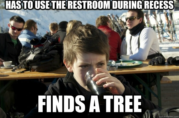 Has to use the restroom during recess finds a tree - Has to use the restroom during recess finds a tree  Lazy Primary School Student